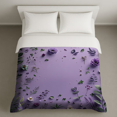 Housse de couette à motif floral fleurs mauves Boho Boho