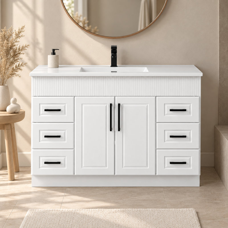 Meuble-lavabo autoportant de 48 pouces avec lavabo intégré