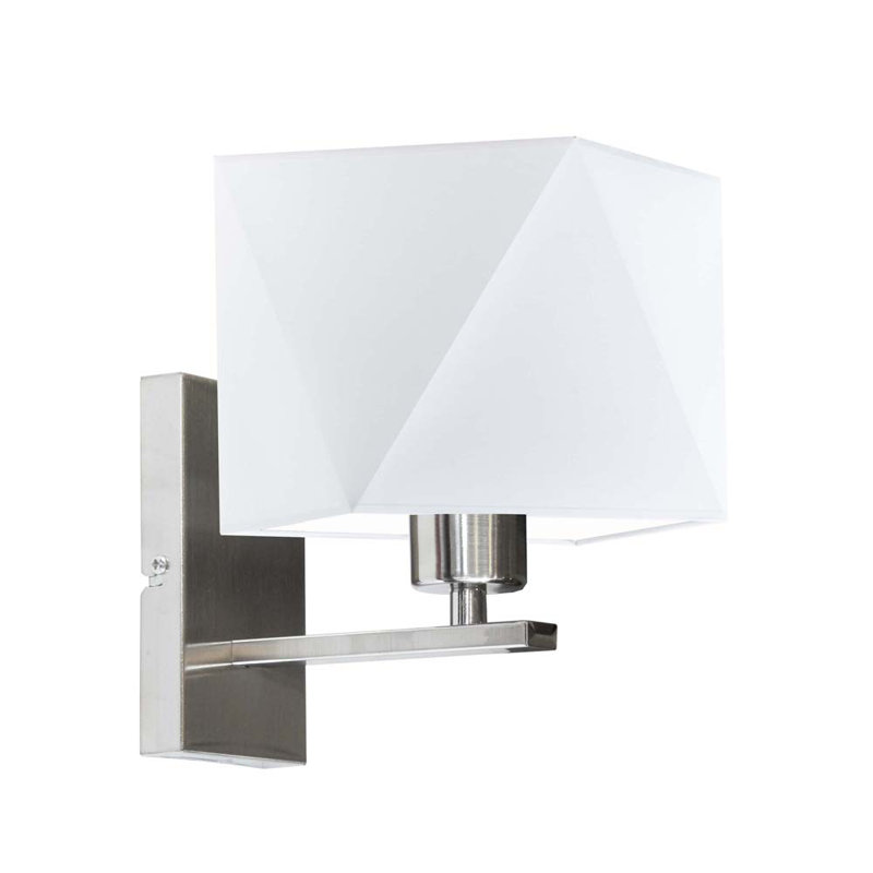 Awilda Armed Sconce, White, Brushed Steel