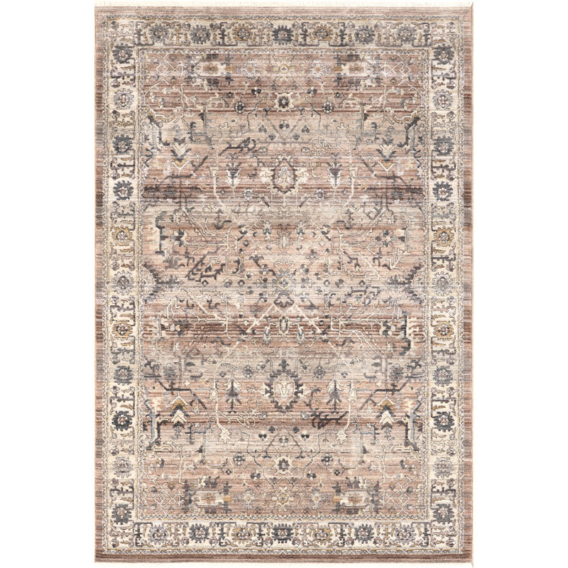 Tapis persan traditionnel à franges Sorsha, Rectangle 4 pi x 6 pi