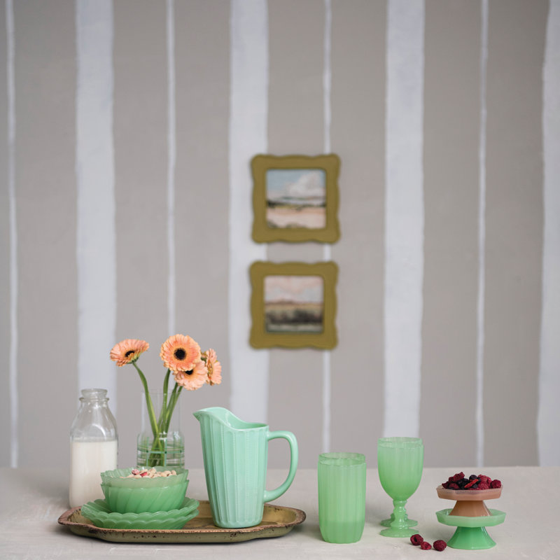 Pressed Green Milk Glass Wine Goblet