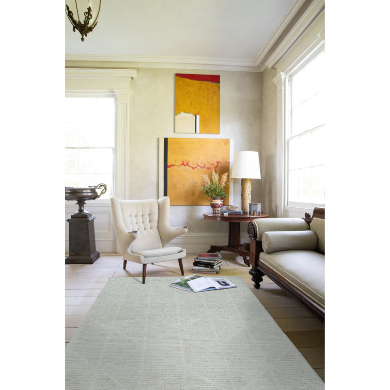 Crossover Hand Tufted Area Rug in Beige, Rectangle 5' x 8'