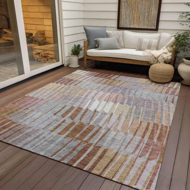 Machine Washable Indoor/Outdoor Huseby ACN2271 Stripes Rug, Rectangle 2'6" x 3'10"