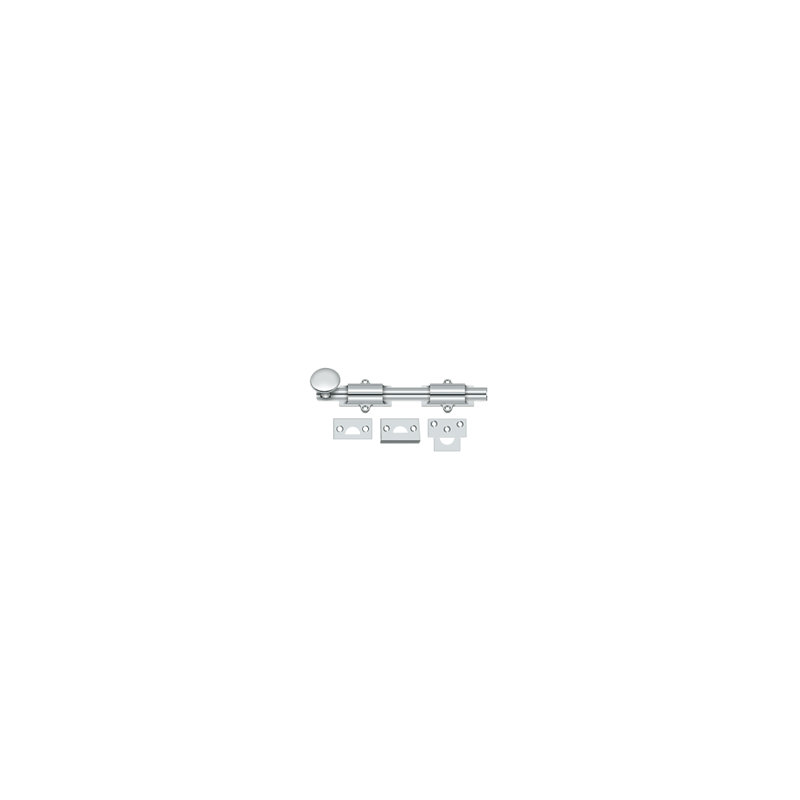 Deltana 6SB003 6" Surface Bolt; Heavy Duty; Lifetime Brass Finish, Bright Chrome