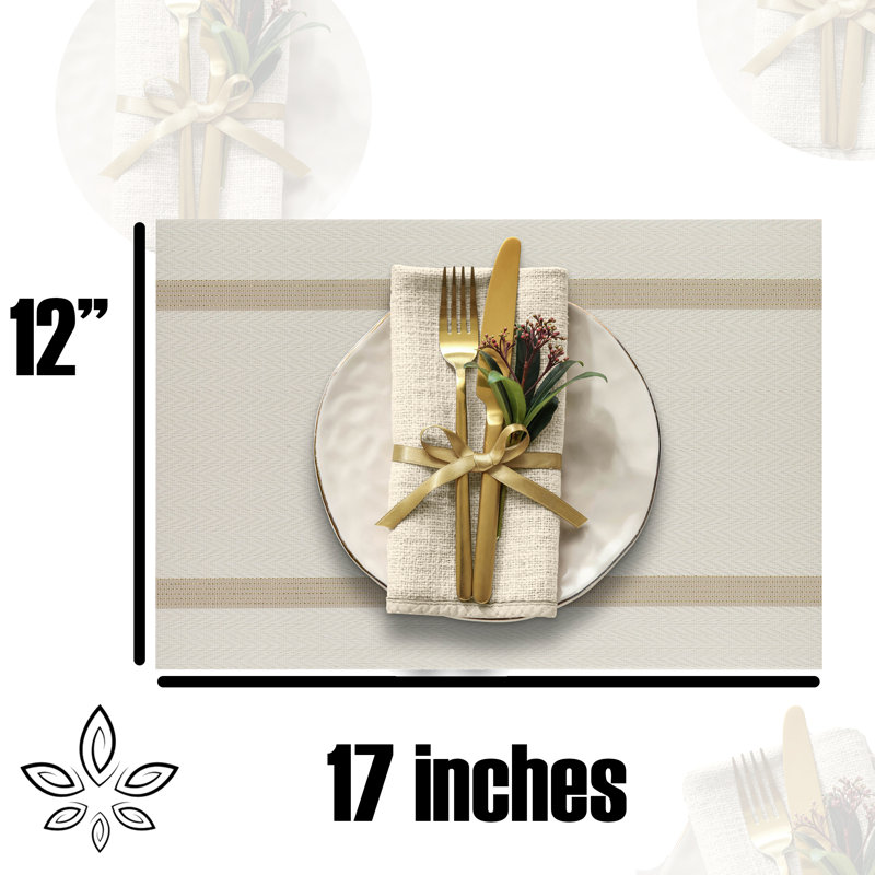Iycess Striped Rectangle Placemat, Ivory