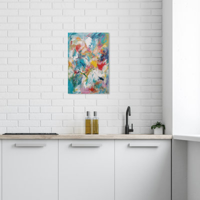 Abstract Retro Fest Modern & Contemporary Blue Canvas Wall Art Print