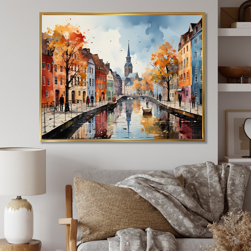 «Danemark Canal Promenade II», reproduction sur toile, H 24 po x l 32 po x P 1 po, Toile tendue