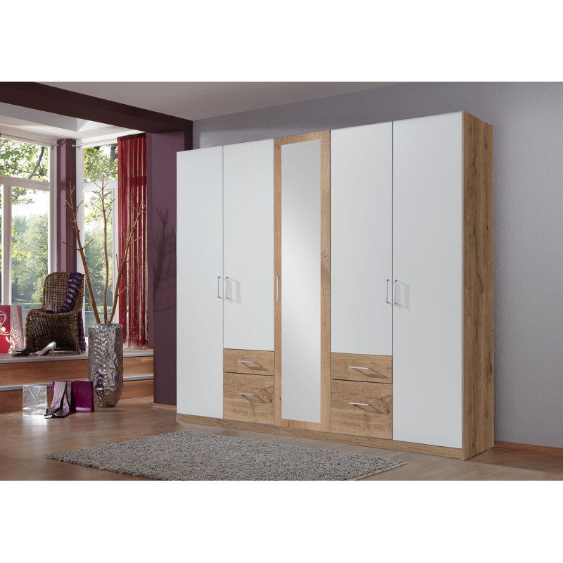 Shakuntala 6 Door Manufactured Wood Wardrobe, Hickory/White