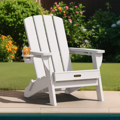 HDPE Folding Adirondack Chair With Cup Holder