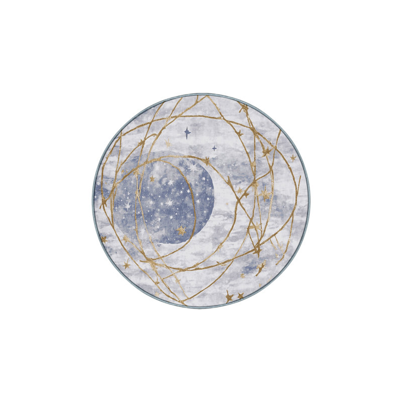 Tapis bleu soyeux et moelleux, Rond 6 pi