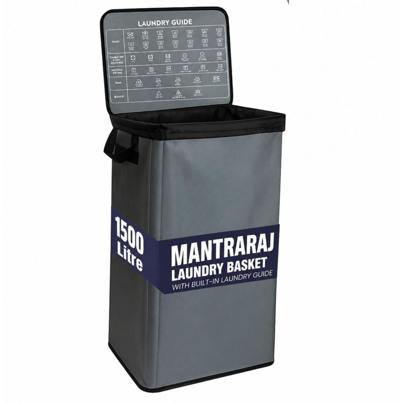 Laundry Hamper with Handles, Grey