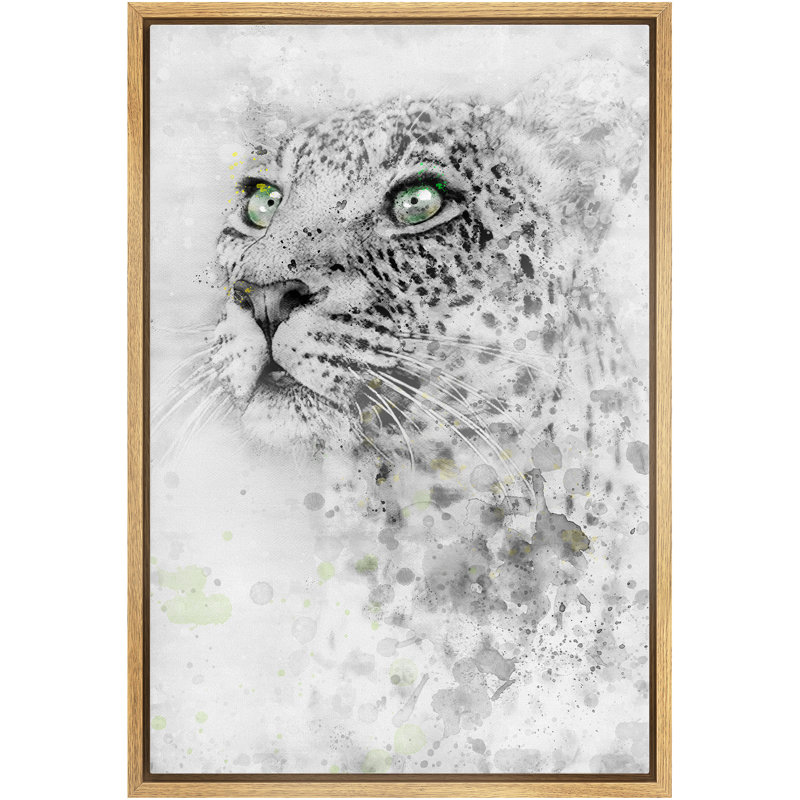 Idea4wall léopard tache d'aquarelle aux yeux bleus ang06, H 36 po x l 24 po x P 1,5 po, Brun