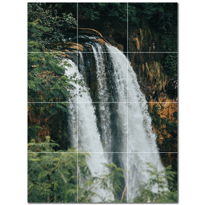 Waterfalls Photo 12'' x 12'' Satin Ceramic Decorative Mural -  Picture-Tiles.com, PT501148-34XL