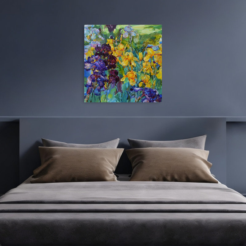 Vibrant Iris Garden Colorful Vibrant Iris Flower Nature Wall Art Print 1 Piece Wrapped Canvas Wall Art, 91.44cm H x 91.44cm W