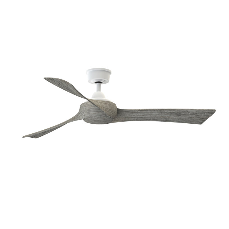 Wrap Custom 56 inch Indoor/Outdoor Ceiling Fan - Matte White with Weathered Wood blades, Matte White, Weathered Wood