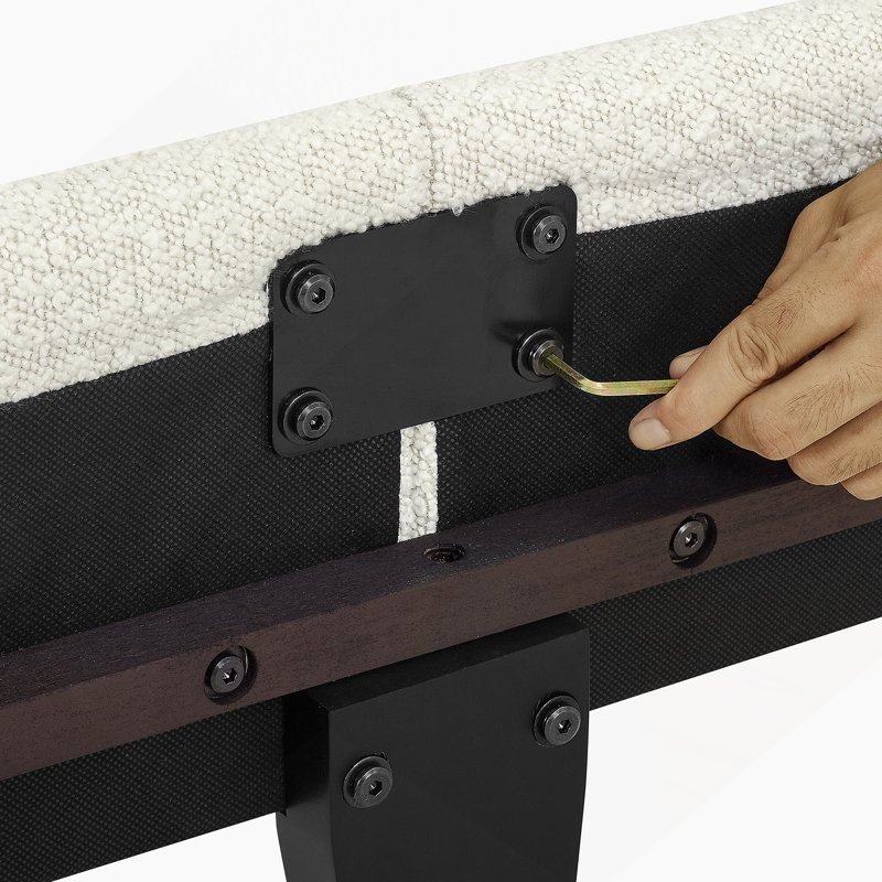 Lit plateforme tapissier, Blanc, Grand lit