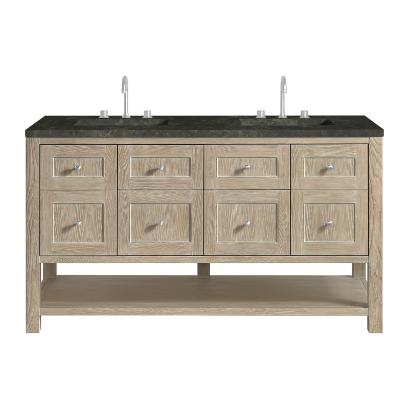Breckenridge 60 in. Double Vanity, Whitewashed Oak, Phantome Eclos, Widespread