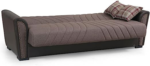 Canapé-lit convertible en tissu Sundon , Mélange de polyester brun
