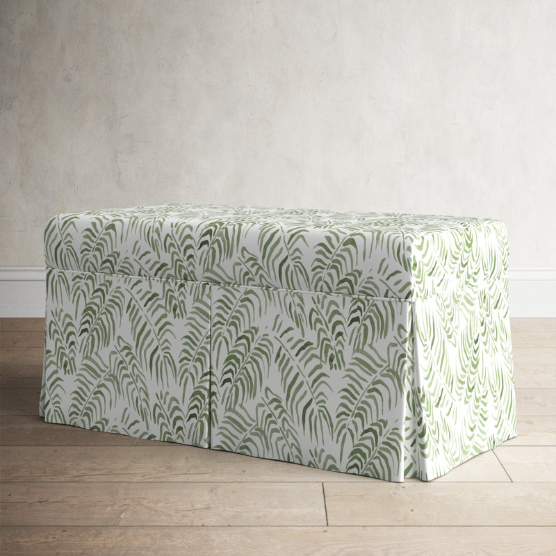 Wyatt Upholstered Storage Bench, Watercolor Palm Green