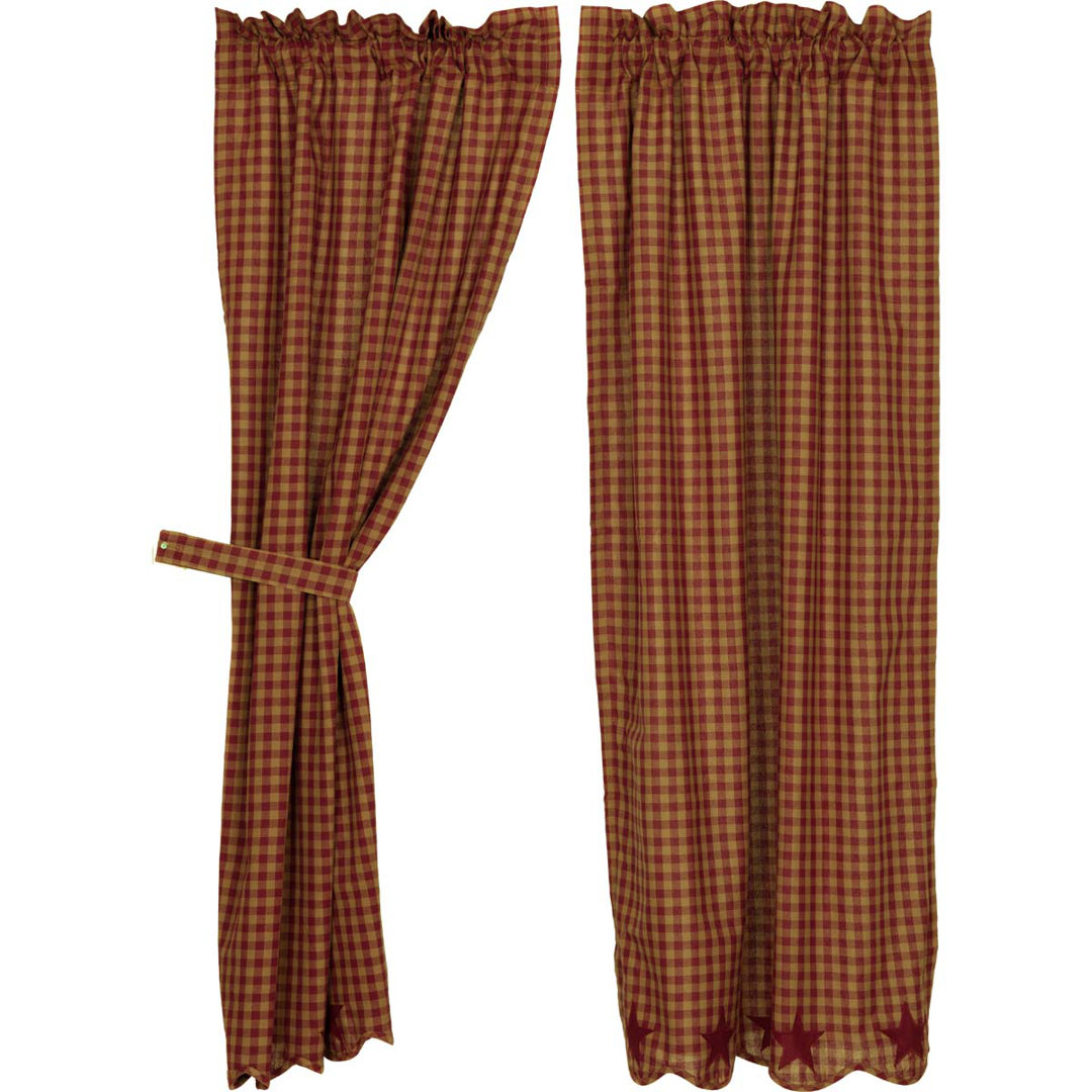 Star 100% Cotton Checkered Room Darkening Rod Pocket Curtain Panels (Set of 2) VHC Brands Curtain 