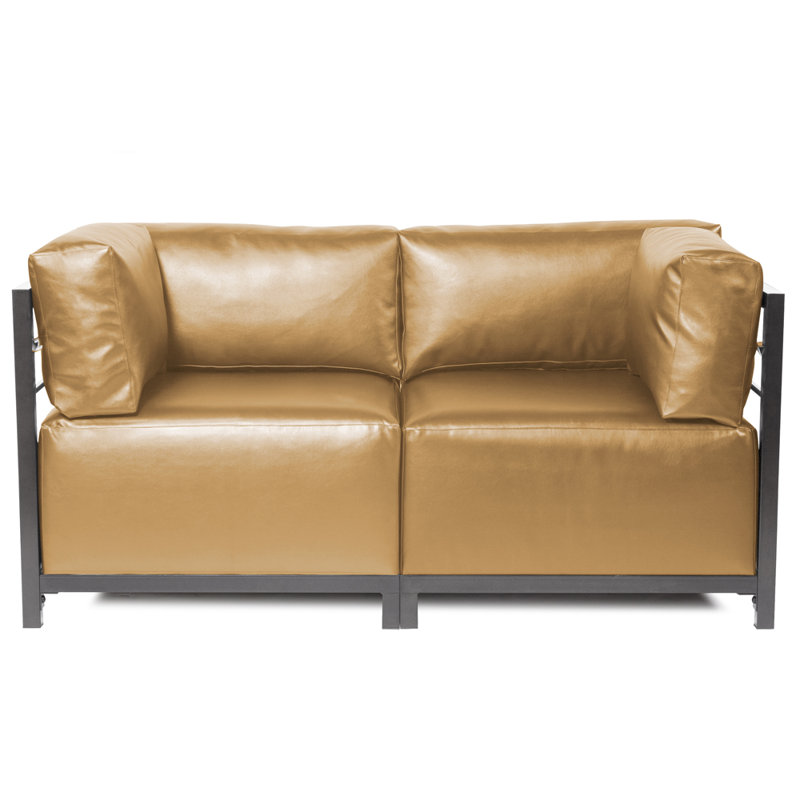 Woodsen 65'' Faux Leather Loveseat, Titanium, Mercury Faux Leather