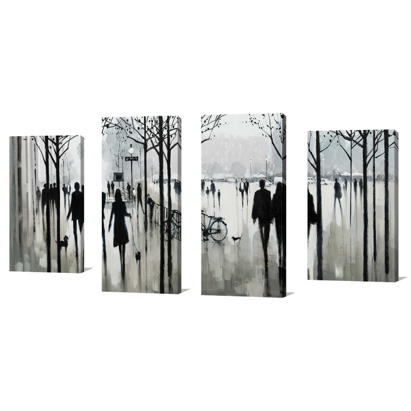 "Morning Paris" par E. Anthony Orme, ensemble de 4 reproductions sur toiles, H 38 po x l 72 po x P 1,5 po