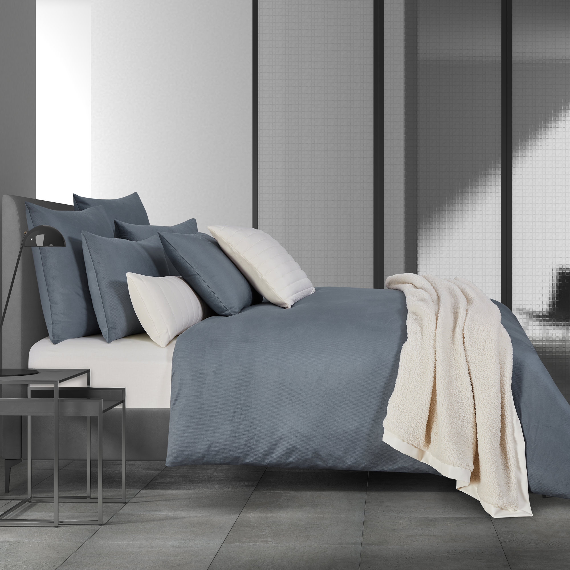 Valletta Duvet Cover Set, Blue, Queen Duvet Cover + 2 Standard Shams