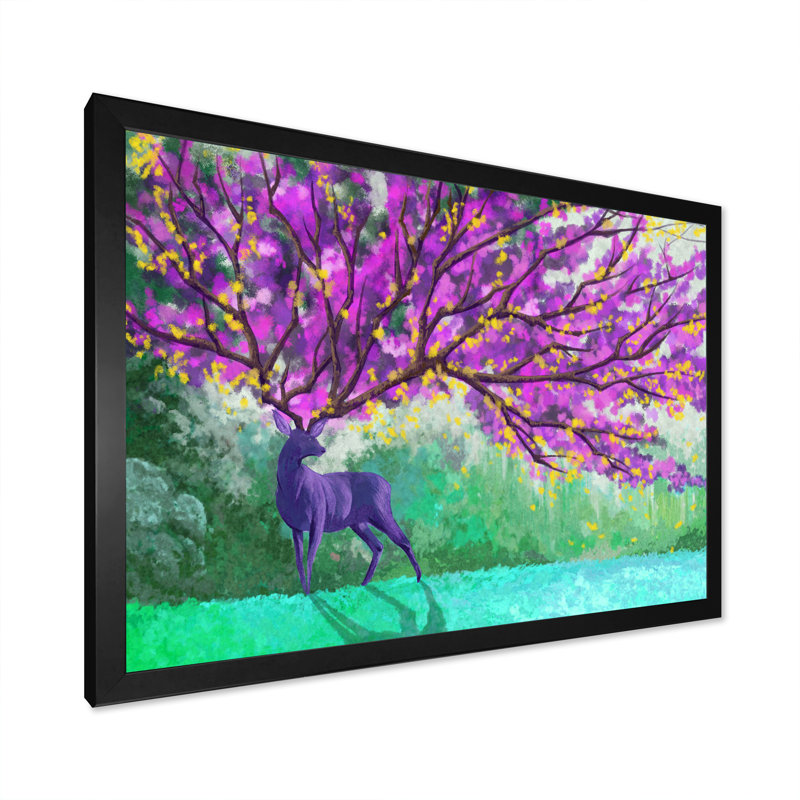 " Mystery Deer Emperor Fantastic ", Black Picture Framed, 8" H x 12" W x 1" D