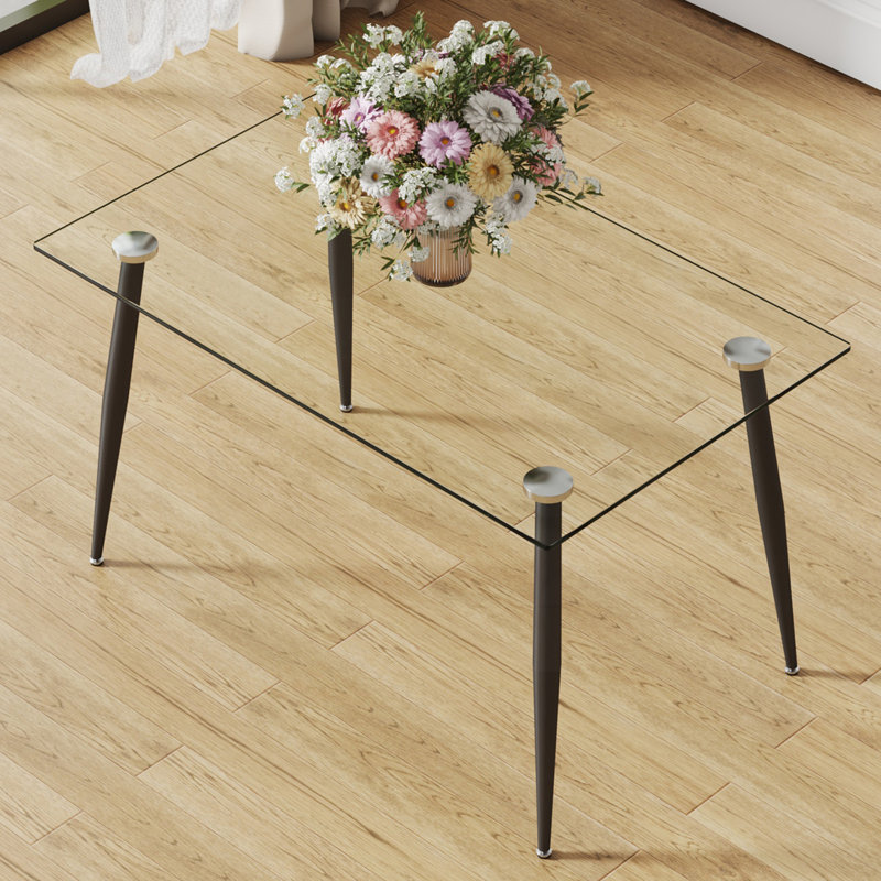 Table de salle à manger Jayceon, H 30 po x L 51,2 po x l 31,5 po, Noir, noir, noir, noir