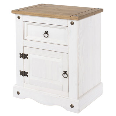 Choe White wax 1 Drawer Bedside Table, End Table, Side Table, Corona Design