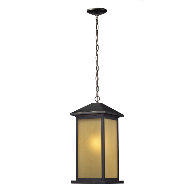 Lanterne suspendue d'extérieur à 1 ampoule Perino, H 20,75 po x l 9,50 po, Bronze huilé