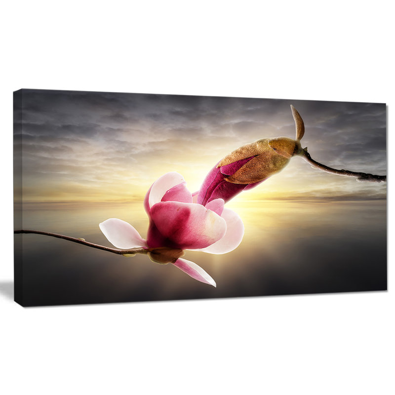 Beautiful Magnolia Flowers Multi-Color Canvas Print 32" x 16"