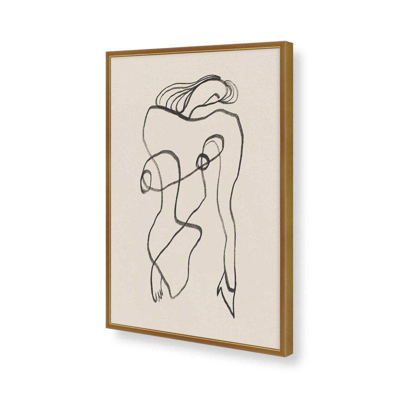 Dessin au trait, surréalisme nu par Garima Dhawan, reproduction d'art, H 16 po x l 12 po, Doré