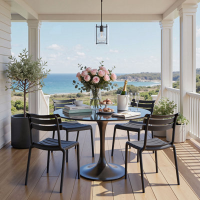 Chaise de jardin empilable, sans accoudoirs, en plastique résistant aux intempéries, prête à l'emploi, idéale pour la cuisine, le balcon, le bistro ou le jardin.