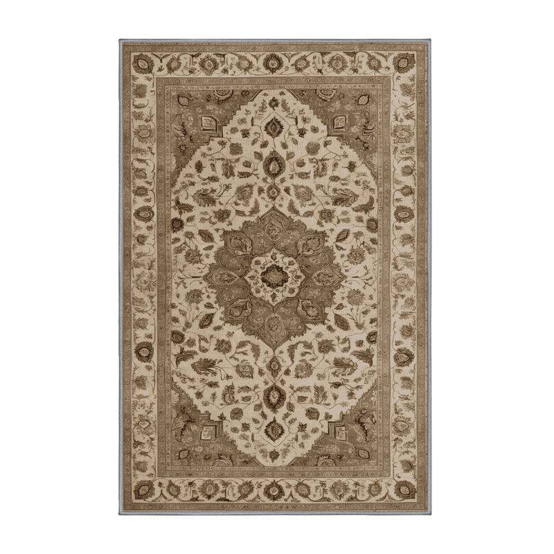 Machine Washable Tabriz Gray Area Rug, Rectangle 4pi x 6 pi