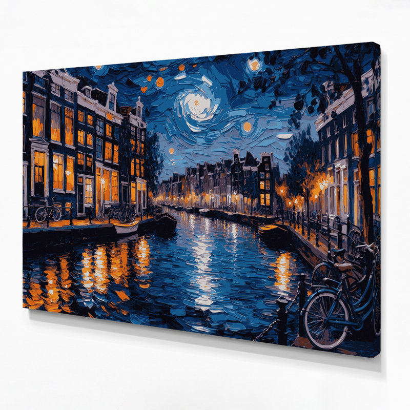 Villes, Pays-Bas, Pays-Bas, art mural sur toile grise, H 11 po x l 14 po