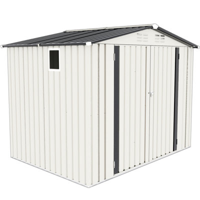 8X6 Ft Metal Shed For Garden Tools And Sports Equipment, Skylight Window Brightness, Practical Design Ft, Tool Storage Shed, Lockable, Sealed Roof, No Fading, Balcony -