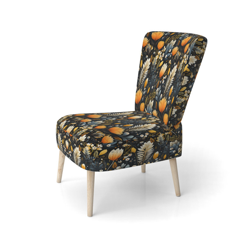 Nature Inspired Wanderer Boho Pattern - Upholstered Scandinavian Side Chair, Botanical Nature Accent Chair