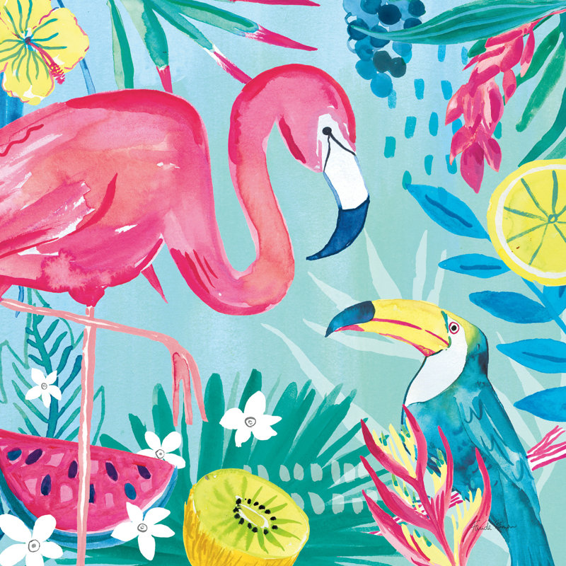 Flamants roses fruités II, H 36 po x l 36 po