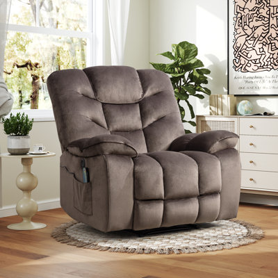40.9" Wide Modern Skin-friendly Microfiber Super Soft Heated Massage Power Recliner Chair with USB Port