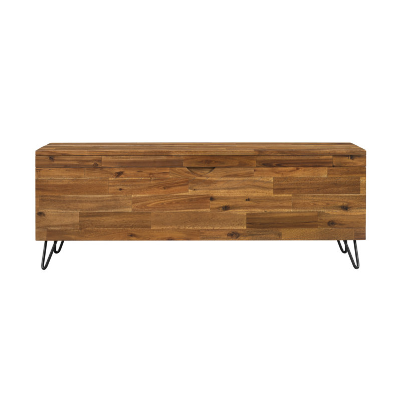 Banc de rangement en bois d'acacia massif de 46 pouces