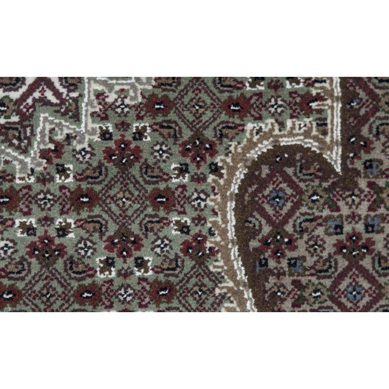 Hand-Knotted High-Quality Light Green and Ivory Area Rug