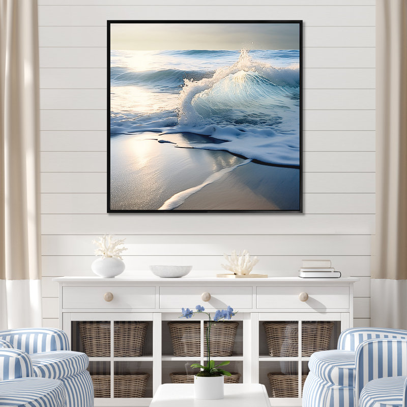 «Beach Wave Scenery Photo I - Coastal Waves», art mural, H 16 po x l 16 po x P 1 po, Cadre flottant noir