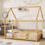 Structure de lit en bois avec structure de toit, garde-corps de sécurité, lit plateforme pour les adolescents-1925202641