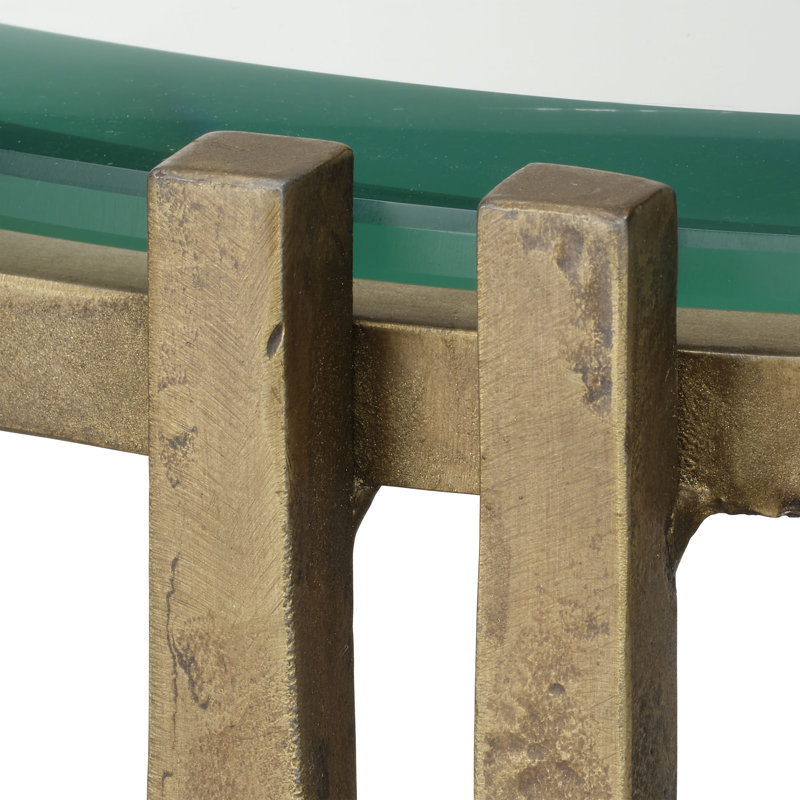 Metrical Iron Side Table, Antique Brass