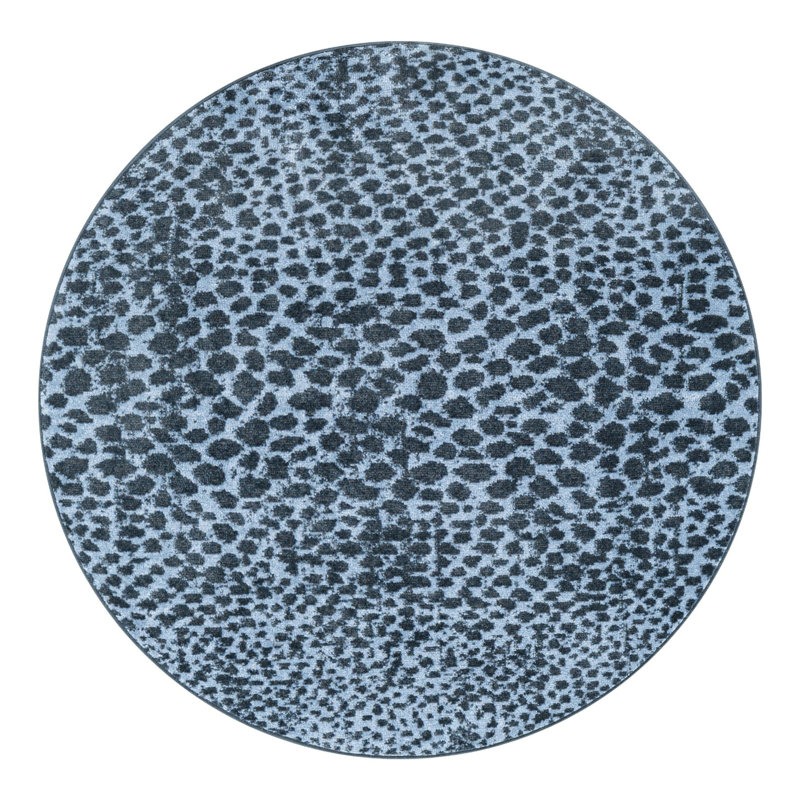 Tapis bleu marine à motif animalier Langley Street®, Rond 3 pi 3 po