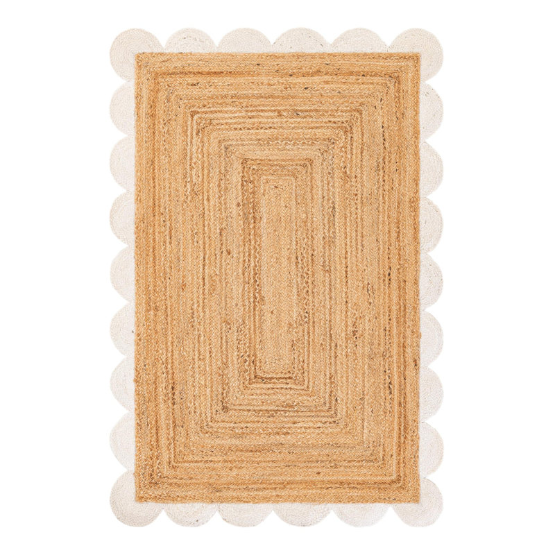 Solid Scallop Braided Jute Rug, Rectangle 4'1" x 6'1"