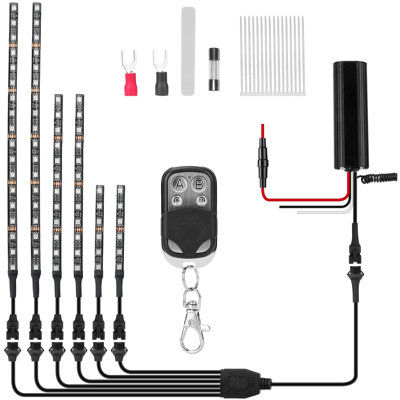 6Pcs Motorcycle LED Light Strips Multi-Colour Neon Light Kits Waterproof DC 12V RGB Atmosphere Lights