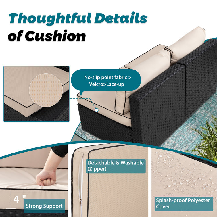 Bushrah Wicker 6 - Person Modular Patio Conversation Sets with Cushions