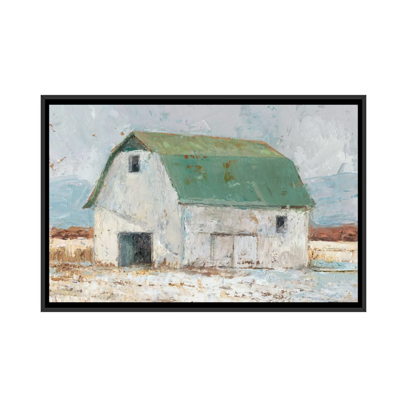 « grange ii », reproduction sur toile, H 18 po x l 26 po x P 1,5 po, Toile avec cadre noir, Pas de tapis